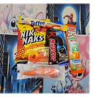 Standard party pack filled with Nik Naks, toffees, cookies, and assorted sweets
